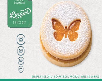 Ensemble de 2 emporte-pièces Butterfly Linzer, modèle 3D pour impression 3D, 4 tailles incluses