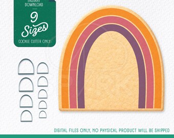 Tall Rainbow Cookie Cutter STL for 3D Printing, Includes 9 sizes
