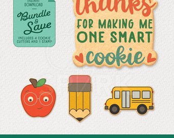 Teacher Gift Cookie Cutter 5pc Bundle, STL Files for 3D Printing