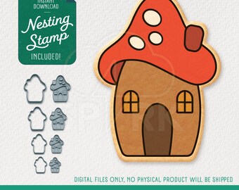 Mushroom Cookie Cutter & Nesting Stamp, STL Files for 3D Printing, Includes 4 Sizes