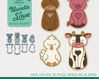 Farm Animal Cookie Cutter & Stamp Bundle, STL Files for 3D Printing