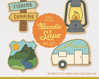 Camping Themed Cookie Cutter & Stamp Bundle with 4 Designs