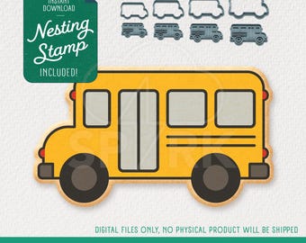Bus Cookie Cutter & Nesting Stamp, STL Files for 3D Printing, Includes 4 Sizes