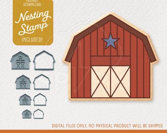 Barn Cookie Cutter & Nesting Stamp, STL Files for 3D Printing, Includes 4 Sizes
