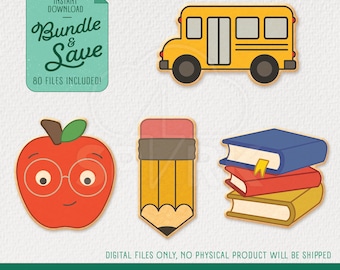 School Themed Cookie Cutter & Stamp Bundle, STLs for 3D Printing with 4 Sizes Included