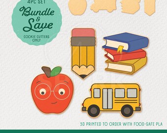 School Cookie Cutter Bundle of 4 Shapes, Available in 4 Sizes