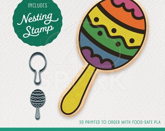 Maraca Cookie Cutter & Stamp Set, Available in 4 Sizes