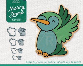 Humming Bird Cookie Cutter with Nesting Stamp, 4 Sizes Included, STL for 3D Printing