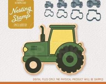 Tractor Cookie Cutter & Nesting Stamp, STL Files for 3D Printing, Includes 4 Sizes