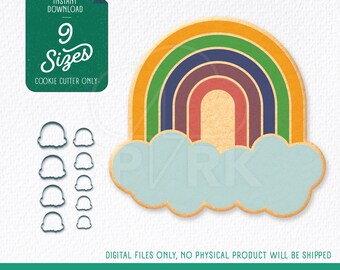 Clouds & Rainbow Cookie Cutter STL for 3D Printing, Includes 9 sizes