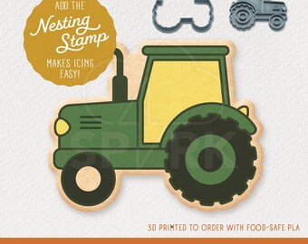 Tractor Cookie Cutter & Stamp Set for Farm Themed Party Favors, Available in 4 Sizes