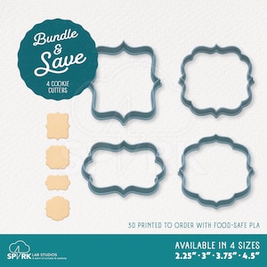 Cookie Cutter Plaque Bundle of 4 Shapes, Available in 4 Sizes