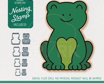 Frog Cookie Cutter with Nesting Stamp, 4 Sizes Included, STL for 3D Printing