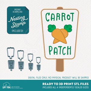 Easter Cookie Cutter & Stamp STL for 3D printing Carrot Patch Sign Post