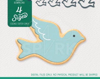 Dove Cookie Cutter Shape, STL Files for 3D Printing, Includes 4 Sizes