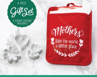 Mother's Day Gift Baking Set, Cookie Cutter Gift Kit with Cookie Mix, Spatula and Cookie Cutters