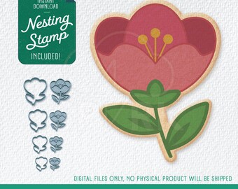 Spring Flower Cookie Cutter & Nesting Stamp, STL Files for 3D Printing, Includes 4 Sizes