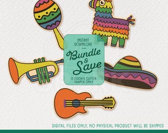 Cinco de Mayo kakformspaket med 5 former, STLFiler för 3D-utskrift