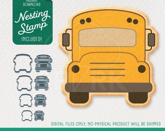School Bus Cookie Cutter & Nesting Stamp, STL Files for 3D Printing, Includes 4 Sizes