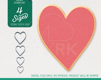 Heart Cookie Cutter STL for 3D Printing, Includes 4 sizes