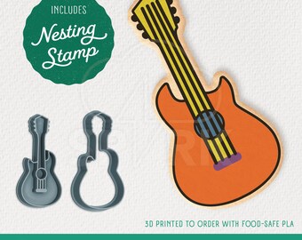 Guitar Cookie Cutter & Stamp Set, Available in 4 Sizes