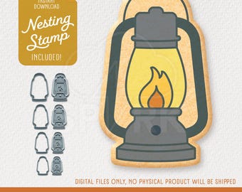 Camping Lantern Cookie Cutter & Nesting Stamp, STL Files for 3D Printing, Includes 4 Sizes