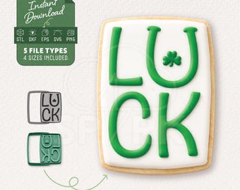 Luck Lettering Cookie Cutter & Stamp set Saint Patricks Day | STL for 3D Printing