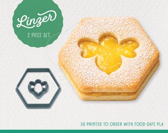 Ensemble d'emporte-pièces Linzer avec découpe en forme d'hexagone et d'abeille