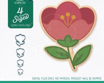 Spring Flower Cutter Shape, STL Files for 3D Printing, Includes 4 Sizes