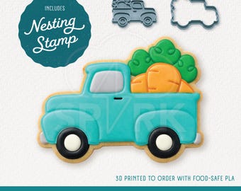 Emporte-pièce et jeu d'estampes de Pâques - Vieux camion avec carottes