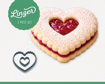 Scalloped Heart Linzer Cookie Cutter 2PC Set with a Heart Cut-out
