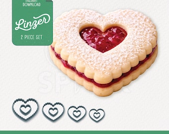 Flower Linzer Cookie Cutter 2PC Set, STL for 3D Printing, 4 Sizes Included