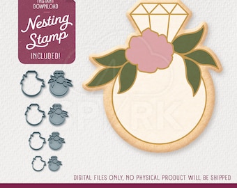 Wedding Ring Cookie Cutter & Nesting Stamp, STL Files for 3D Printing, Includes 4 Sizes