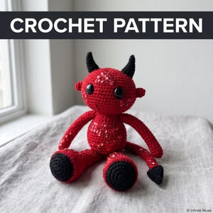 Crochet Devil Pattern PDF, Cute Devil Amigurumi Instant Download, Halloween Crochet Plush Toy, Spooky Goth Decor, Krampus Monster Tutorial
