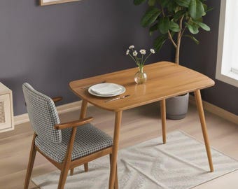 Modern Oval Dining Table for 2, Narrow Solid Oak Wood, Small Space Kitchen Furniture, Perfect for Cozy Dining Rooms, Compact & Stylish