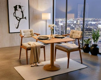 Solid Wood Square Dining Table, Mid Century Modern Rustic, Small 2-Person Space-Saving Kitchen Table, Breakfast Furniture for Home