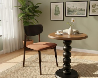 Rustic Round Bar Table, Small Dining & Coffee Corner Table, Modern Wood Bistro Table for Kitchen, Living Room  Home Decor