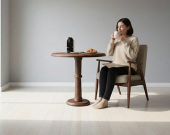 Handmade Round Dining Table for Small Spaces | Modern Solid Wood Bistro Table | Perfect Kitchen Breakfast Nook | Customizable Size