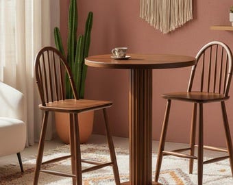 Multi-Functional Round Bar Table, Small Dining & Coffee Corner Table, Modern Wood Bistro Table for Kitchen, Living Room  Home Decor