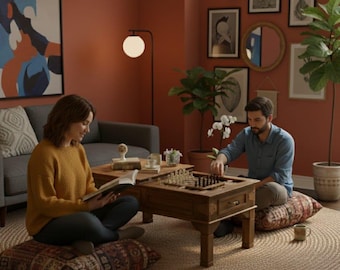 Convertible Game Coffee Table, Chess - Backgammon, Dining Desk, Laptop - Study Table, Multi-Functional Modern Furniture