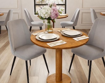 Round Dining Table with Tulip Leg Solid Wood Table, 2 to 6 Seat Person Dining Room Table, Circular Table Kitchen Diningroom Furniture