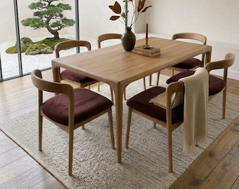 Handcrafted Chestnut Wood Dining Chair Set, Modern Office & Kitchen Furniture – Elegant Workspace  Dining Decor, Costum Work Table