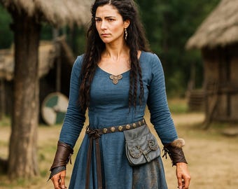 Abito lungo rinascimentale, abito medievale vichingo (perfetto per cosplay), costume da festival LARP per Ren Faire, abito da donna per tutte le stagioni