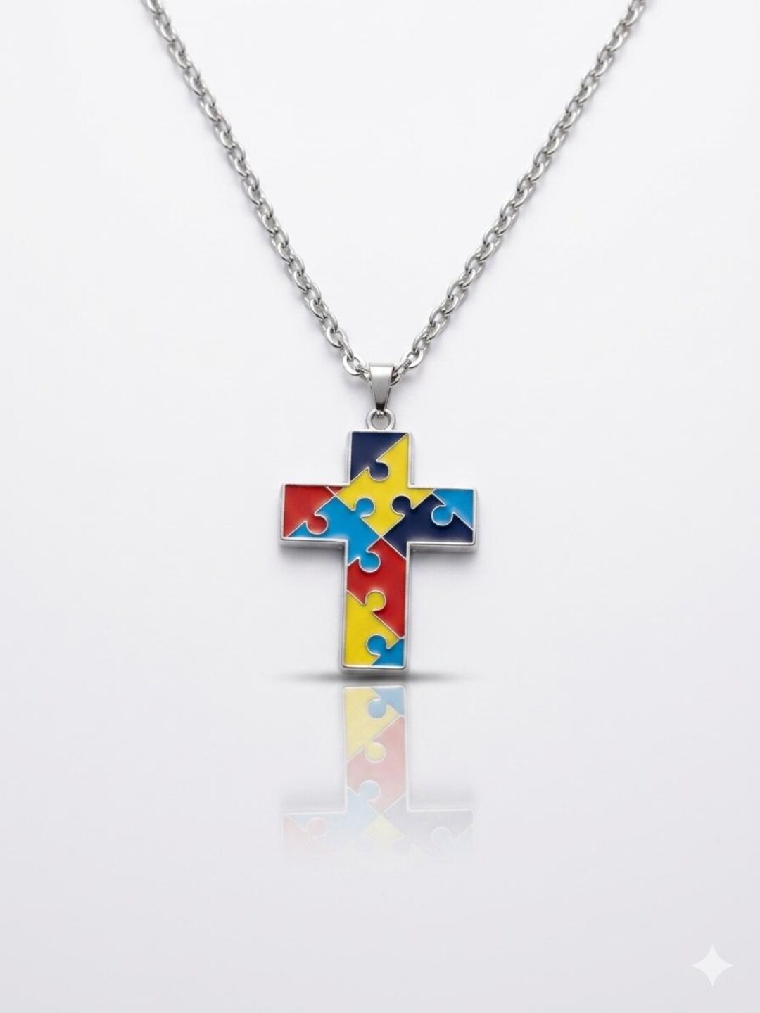 Autism Awareness Enamel Cross Necklace - 304 Stainless Steel - Etsy