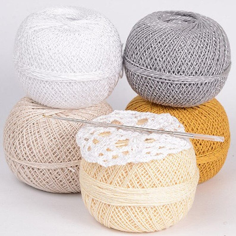 Black Cotton Viscose Crochet Yarn Thread 100 Gr Etsy