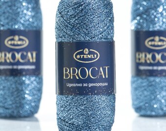 Blue Metallic Lurex Yarn, Light Blue Lame Glitz Sparkle Thread for Bags, Accessories, Knitting & Crochet Toys (382 yards)