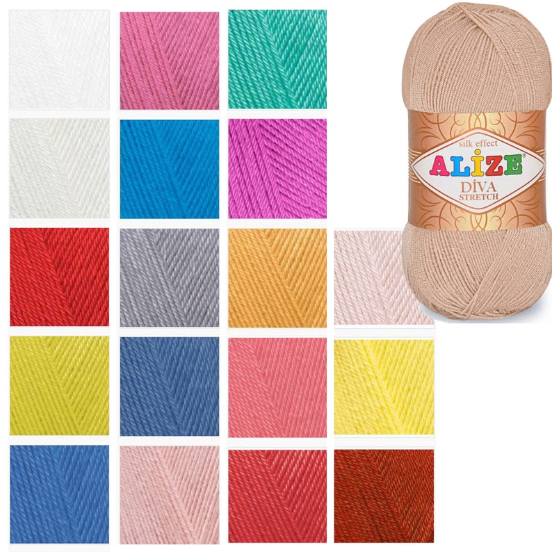 ALIZE DIVA STRETCH Elastic Acrylic Yarn Knitting Crochet Etsy