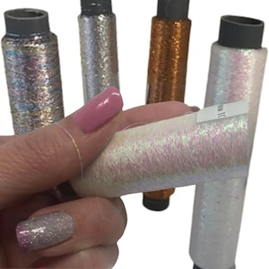 Carry Along Metallic Lame Thread, Ultra-Fine Add-On Sparkle Yarn for Knitting & Crochet Mixing Other Yarns,  (547 Y) Different Colors