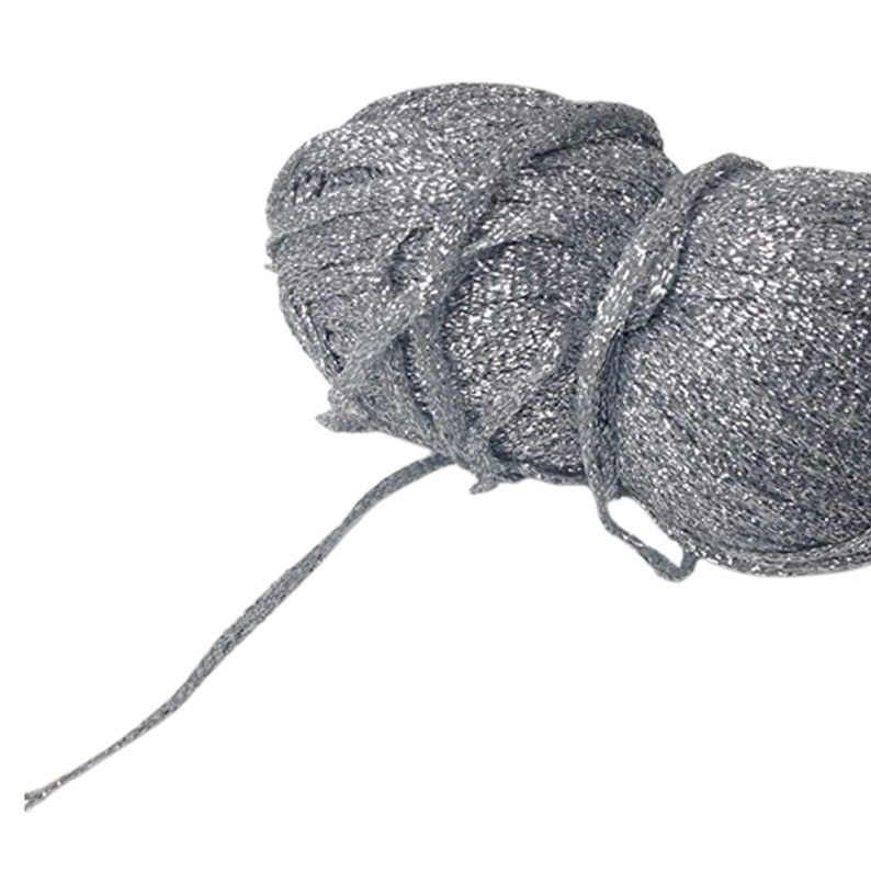 Silver Metallic Yarn, Crocheting Knitting Ribbon Glitter Lurex Yarn, Sparkling Accessories Ball Skeing Yarn, Christmas decoration image 4
