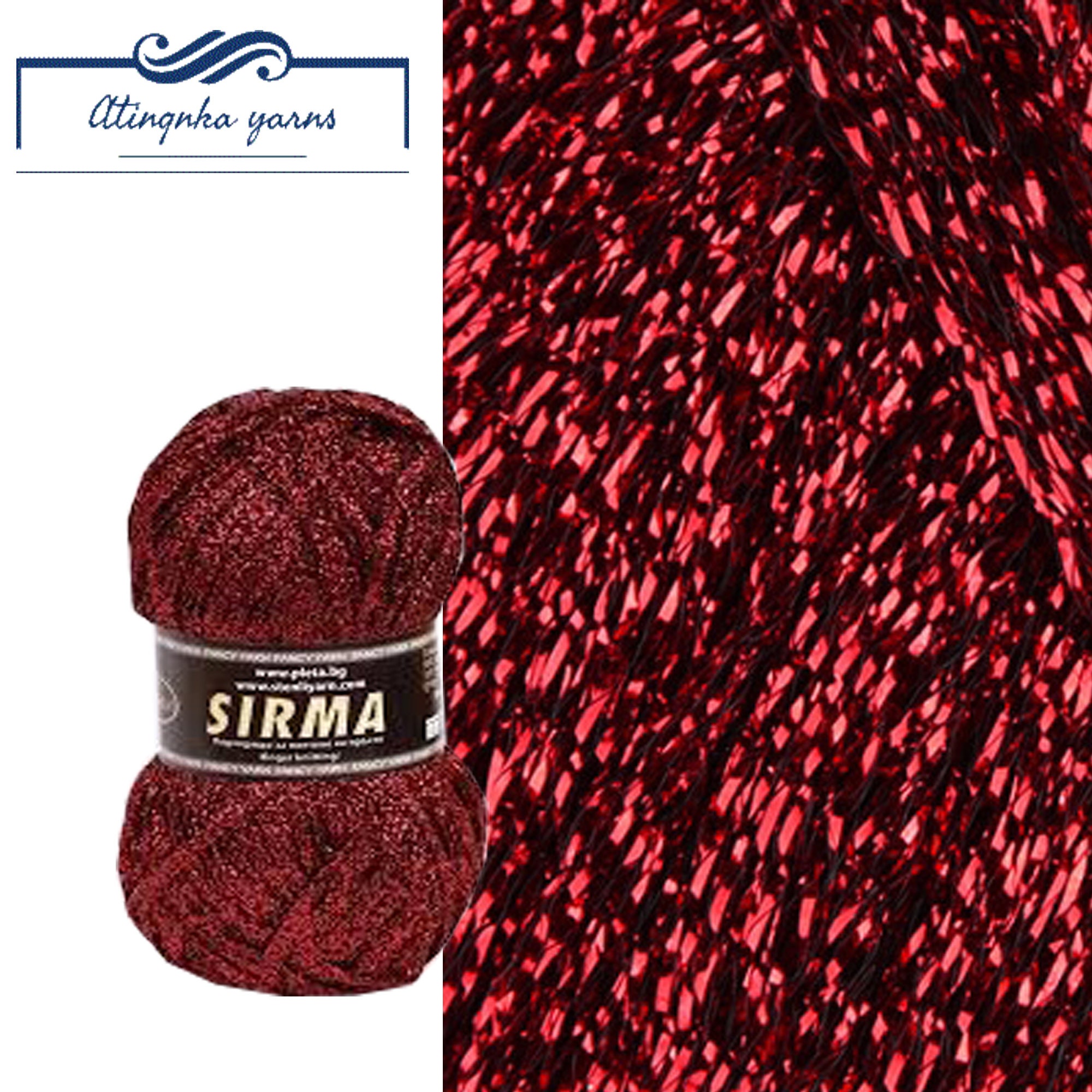 Red Metallic Yarn,  Glitter Ribbon Lurex thread, Knitting Crocheting Accessories Yarn Ball Skein